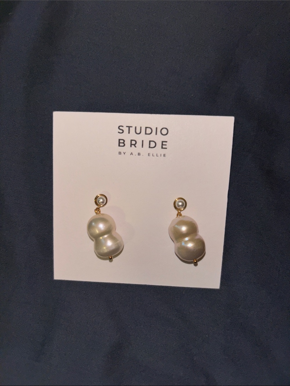 A.B. Ellie Studio Bride Gold and Cream Baroque Pearl Drop Earrings